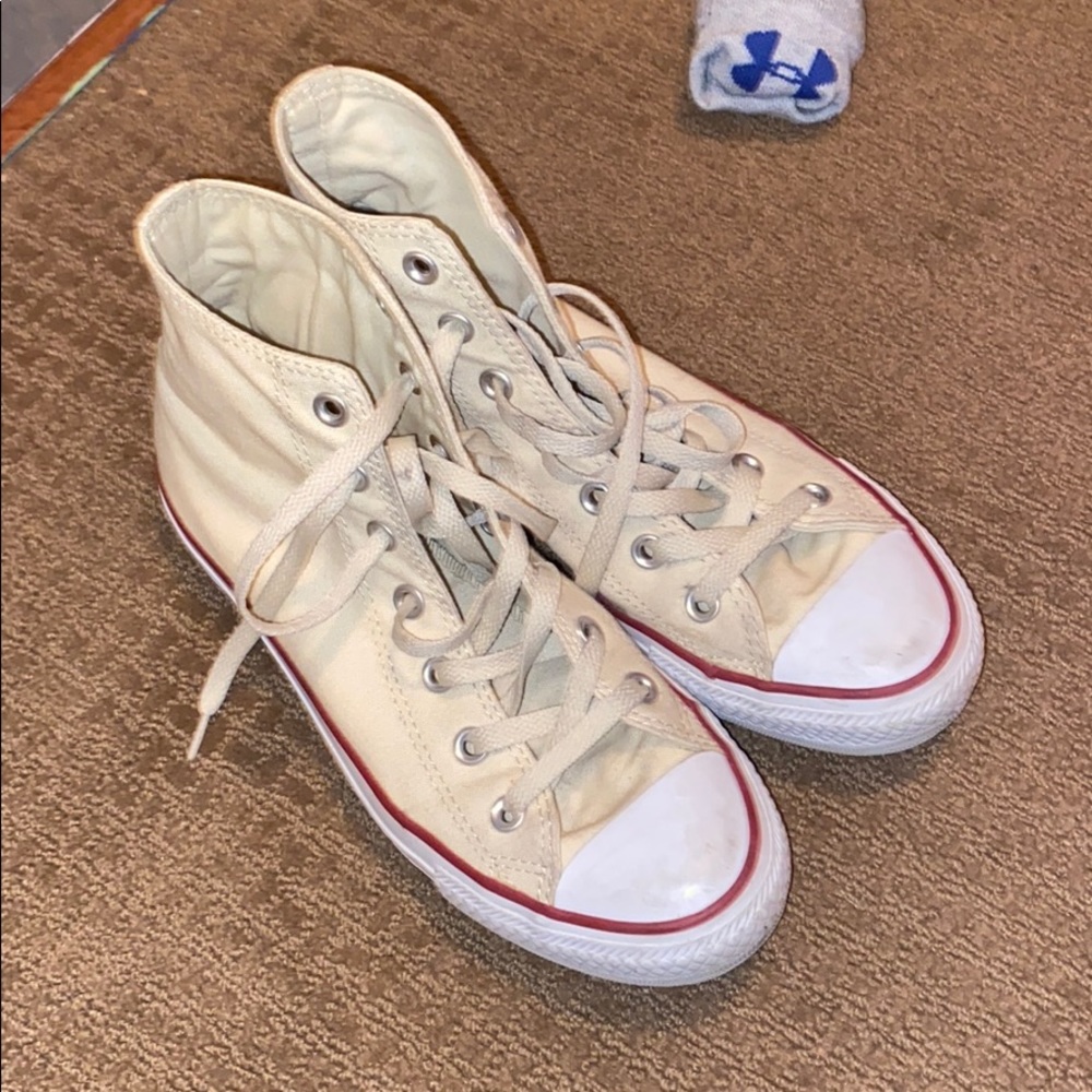 Cream/Yellow Converse All Star High Tops